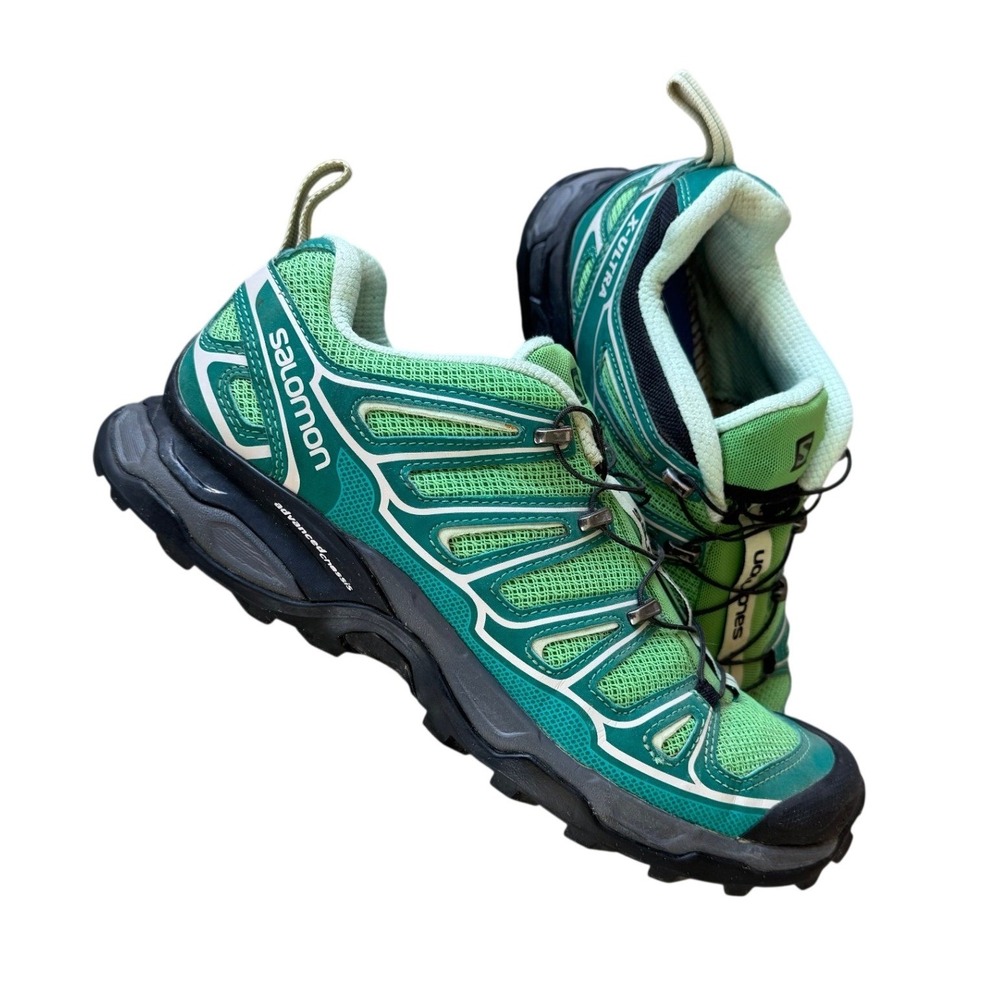 Salomon X Ultra GTX Hiking Shoes Womens 9 Green Excellent Trail Running Low Top